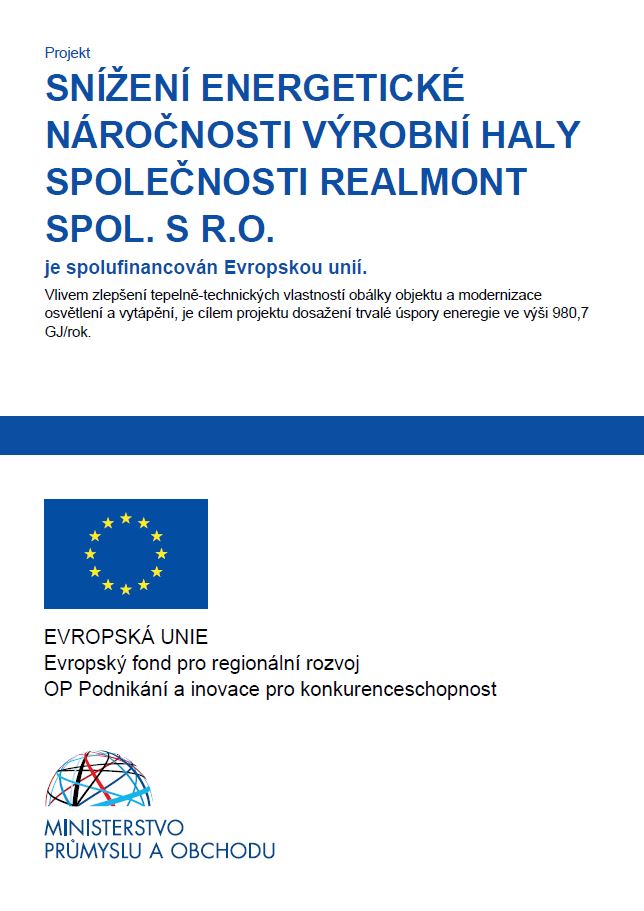 Snížení energetické náročnosti výrobní haly společnosti Realmont spol. s r.o.